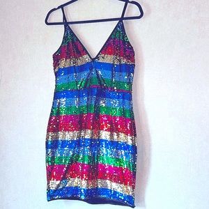 Fashion Nova sequin multi color mini dress